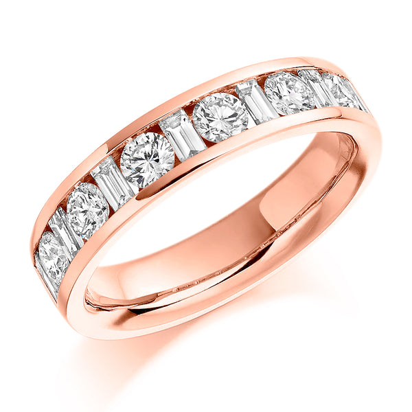 Ladies 9ct Rose Gold Half Set Mixed 1.08ct Diamond 4.5mm Eternity Ring