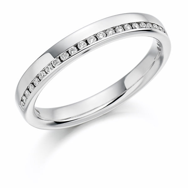 Ladies Platinum 950 Half Set Round Brilliant 0.12ct Diamond 3mm Eternity Ring