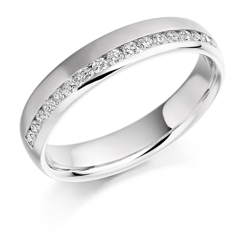 Ladies Platinum 950 Half Set Round Brilliant 0.26ct Diamond 4mm Wedding Ring