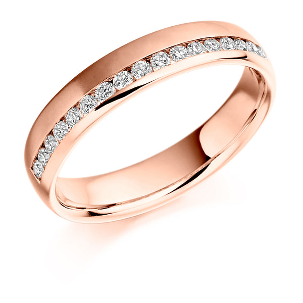 Ladies 18ct Rose Gold Half Set Round Brilliant 0.26ct Diamond 4mm Eternity Ring