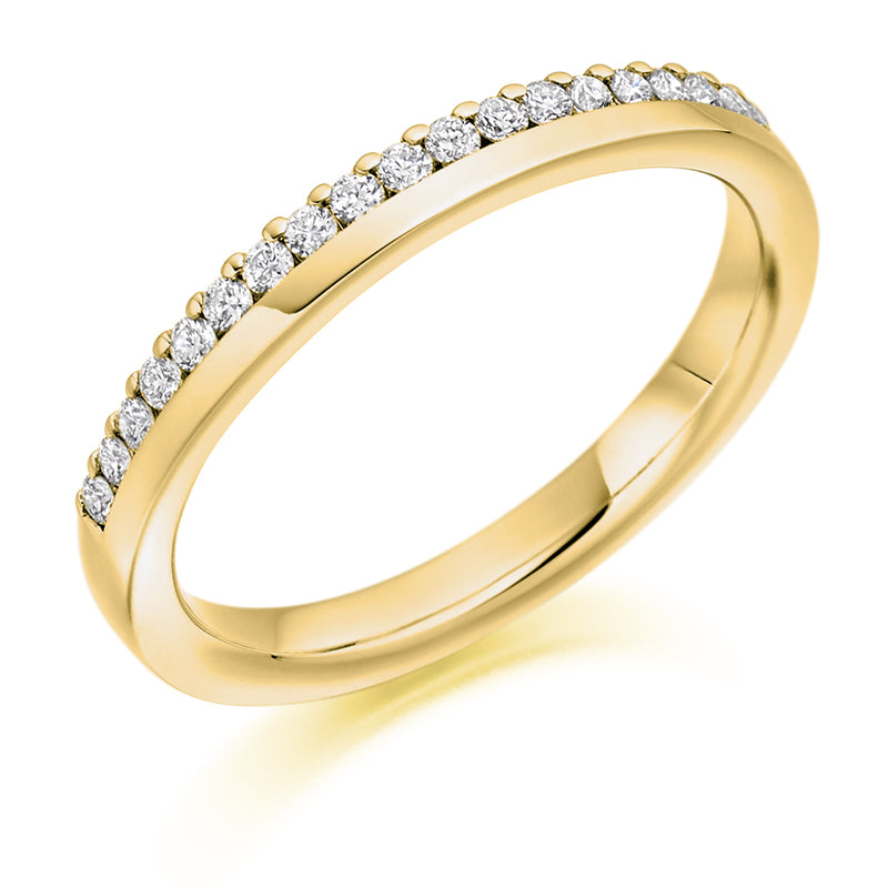 Ladies 18ct Yellow Gold Half Set Round Brilliant 0.22ct Diamond 2.5mm Eternity Ring