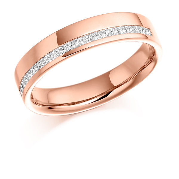 Ladies 18ct Rose Gold Half Set Princess 0.25ct Diamond 4mm Eternity Ring