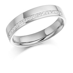 Ladies 18ct White Gold Half Set Princess 0.25ct Diamond 4mm Wedding Ring