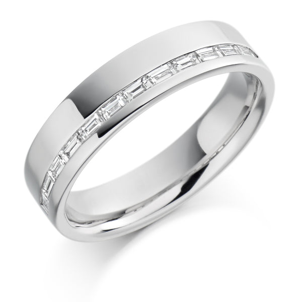 Ladies Platinum 950 Half Set Baguette 0.30ct Diamond 5mm Eternity Ring