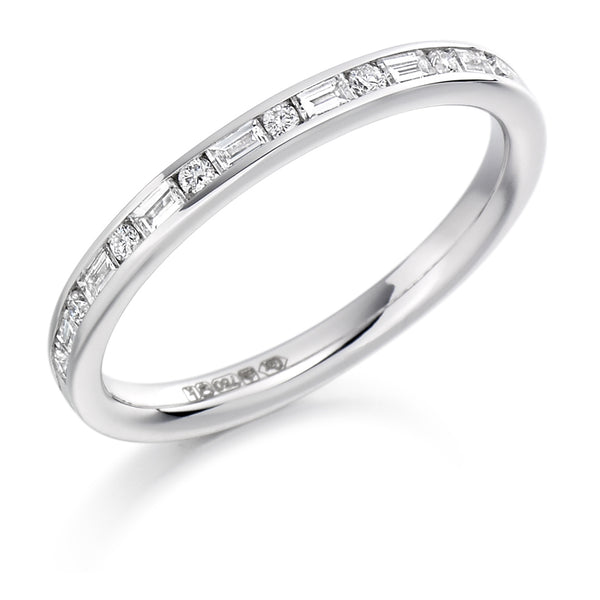 Ladies Platinum 950 Half Set Mixed 0.30ct Diamond 2.5mm Eternity Ring