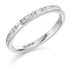 Ladies Platinum 950 Half Set Mixed 0.30ct Diamond 2.5mm Wedding Ring