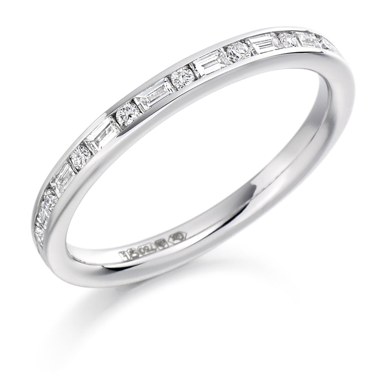 Ladies 18ct White Gold Half Set Mixed 0.30ct Diamond 2.5mm Eternity Ring