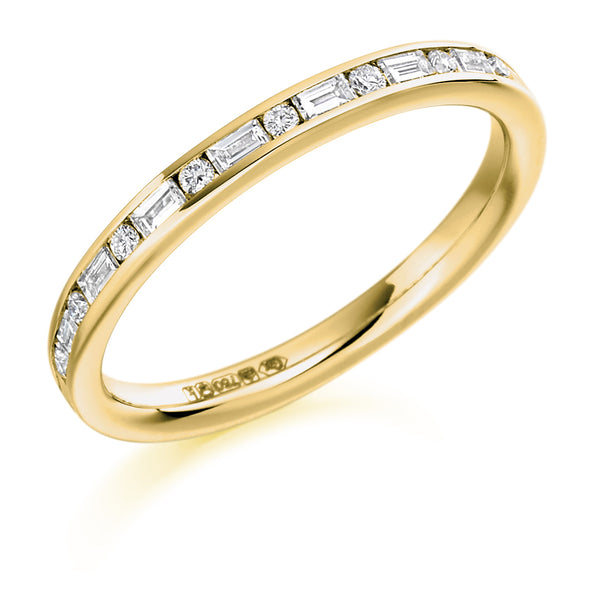 Ladies 18ct Yellow Gold Half Set Mixed 0.30ct Diamond 2.5mm Wedding Ring