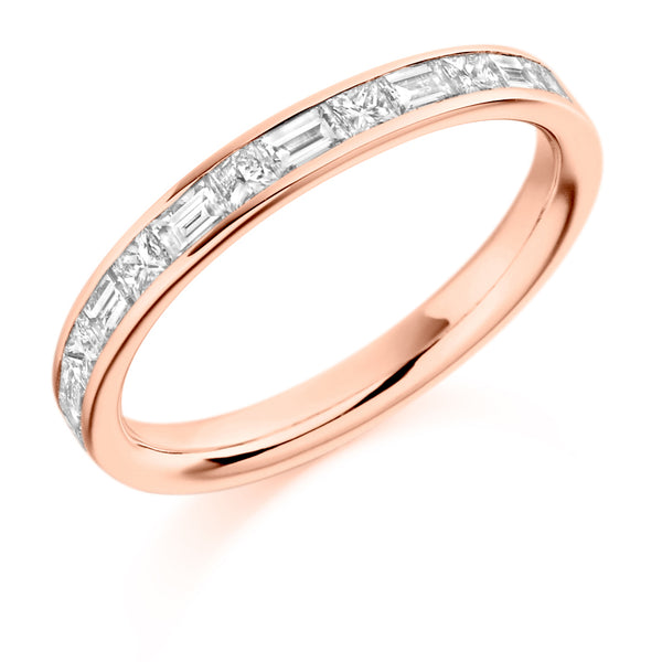 Ladies 9ct Rose Gold Half Set Mixed 0.60ct Diamond 3mm Eternity Ring