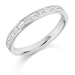 Ladies 9ct White Gold Half Set Mixed 0.60ct Diamond 3mm Wedding Ring