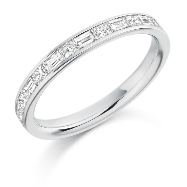 Ladies 9ct White Gold Half Set Mixed 0.60ct Diamond 3mm Eternity Ring