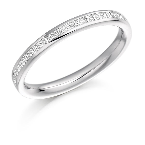 Ladies Platinum 950 Half Set Mixed 0.30ct Diamond 2.5mm Eternity Ring