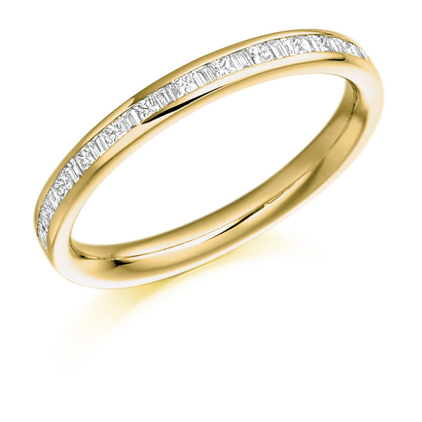 Ladies 18ct Yellow Gold Half Set Mixed 0.30ct Diamond 2.5mm Eternity Ring