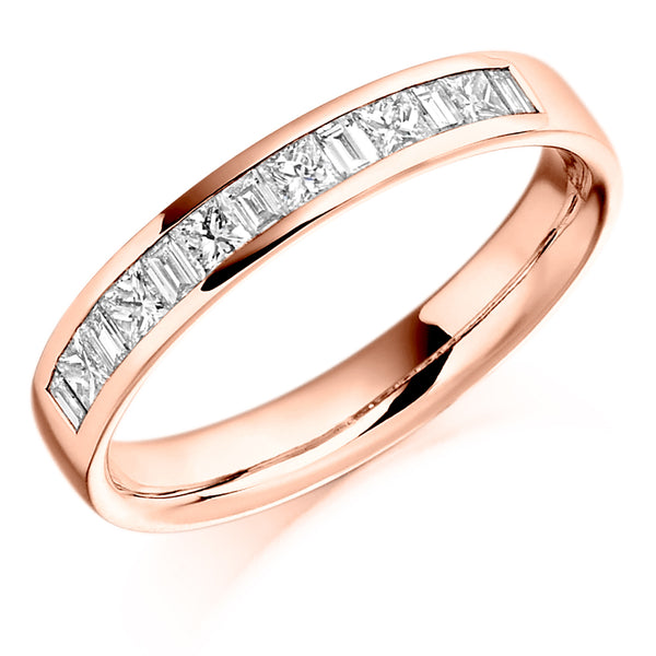 Ladies 9ct Rose Gold Half Set Mixed 0.50ct Diamond 3.5mm Wedding Ring