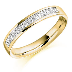 Ladies 9ct Yellow Gold Half Set Mixed 0.50ct Diamond 3.5mm Wedding Ring