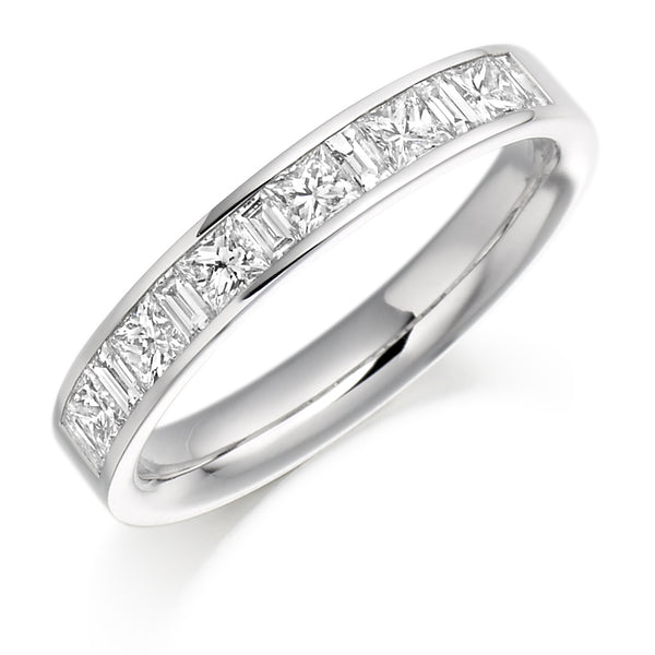 Ladies Platinum 950 Half Set Mixed 0.75ct Diamond 3.5mm Eternity Ring