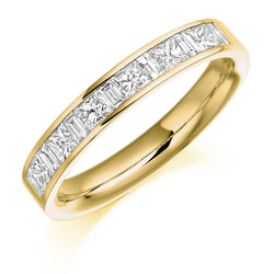 Ladies 18ct Yellow Gold Half Set Mixed 0.75ct Diamond 3.5mm Wedding Ring