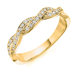 Ladies 18ct Yellow Gold Half Set Round Brilliant 0.22ct Diamond 4mm Eternity Ring