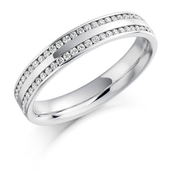 Ladies Platinum 950 Half Set Round Brilliant 0.26ct Diamond 4mm Wedding Ring