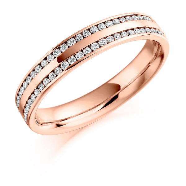 Ladies 9ct Rose Gold Half Set Round Brilliant 0.26ct Diamond 4mm Eternity Ring