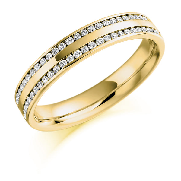 Ladies 9ct Yellow Gold Half Set Round Brilliant 0.26ct Diamond 4mm Eternity Ring