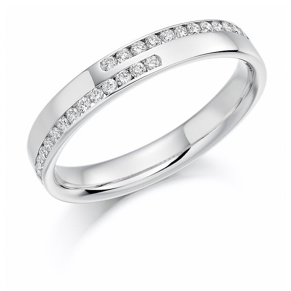 Ladies Platinum 950 Half Set Round Brilliant 0.25ct Diamond 3.5mm Wedding Ring