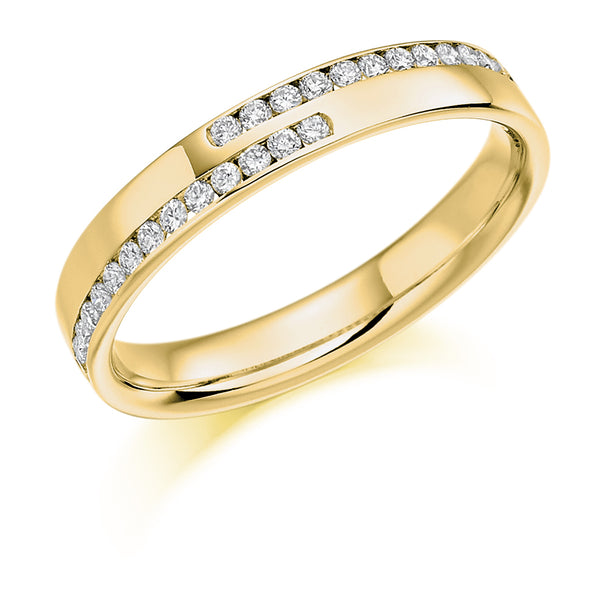 Ladies 18ct Yellow Gold Half Set Round Brilliant 0.25ct Diamond 3.5mm Eternity Ring