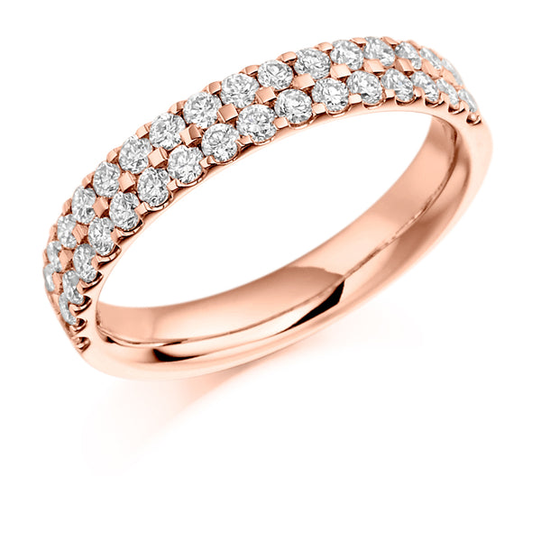 Ladies 9ct Rose Gold Half Set Round Brilliant 0.75ct Diamond 3.5mm Eternity Ring