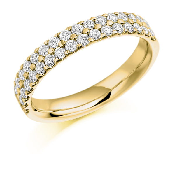 Ladies 9ct Yellow Gold Half Set Round Brilliant 0.75ct Diamond 3.5mm Eternity Ring