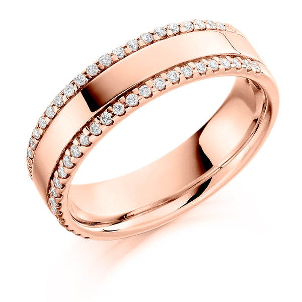 Ladies 9ct Rose Gold Half Set Round Brilliant 0.26ct Diamond 5.5mm Eternity Ring