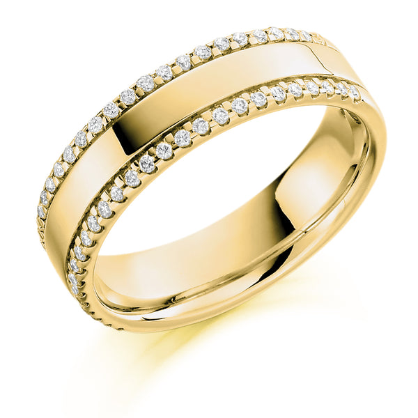 Ladies 9ct Yellow Gold Half Set Round Brilliant 0.26ct Diamond 5.5mm Wedding Ring