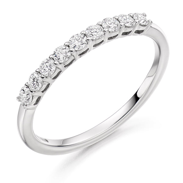 Ladies Platinum 950 Half Set Round Brilliant 0.33ct Diamond 2mm Eternity Ring