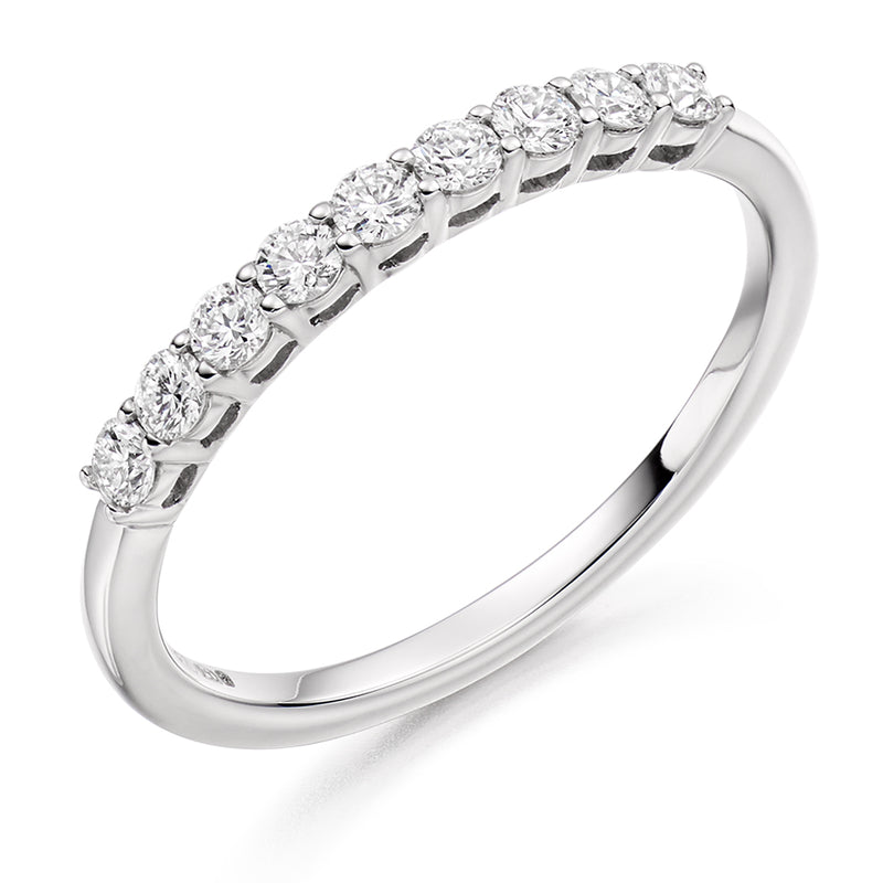 Ladies Platinum 950 Half Set Round Brilliant 0.33ct Diamond 2mm Wedding Ring