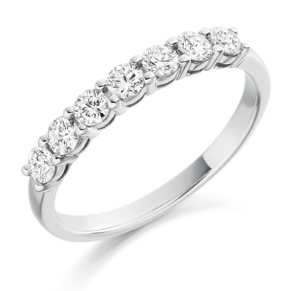 Ladies Platinum 950 Half Set Round Brilliant 0.50ct Diamond 2.5mm Eternity Ring