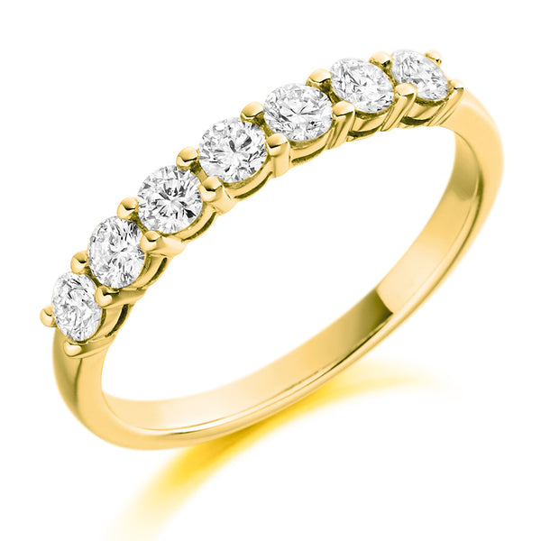 Ladies 18ct Yellow Gold Half Set Round Brilliant 0.50ct Diamond 2.5mm Eternity Ring