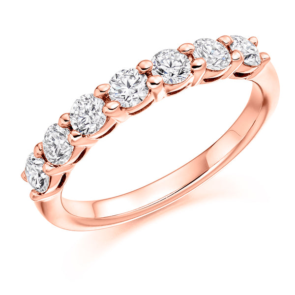 Ladies 9ct Rose Gold Half Set Round Brilliant 0.75ct Diamond 3mm Wedding Ring