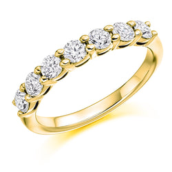 Ladies 9ct Yellow Gold Half Set Round Brilliant 0.75ct Diamond 3mm Wedding Ring