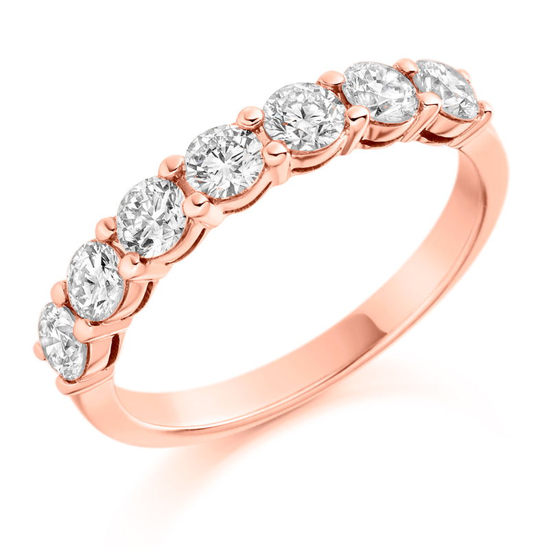 Ladies 9ct Rose Gold Half Set Round Brilliant 1.00ct Diamond 3.5mm Wedding Ring