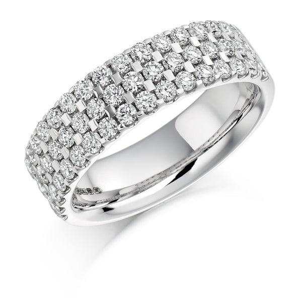 Ladies Platinum 950 Half Set Round Brilliant 1.05ct Diamond 6mm Eternity Ring