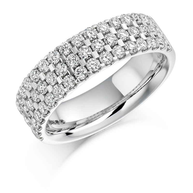 Ladies 9ct White Gold Half Set Round Brilliant 1.05ct Diamond 6mm Eternity Ring