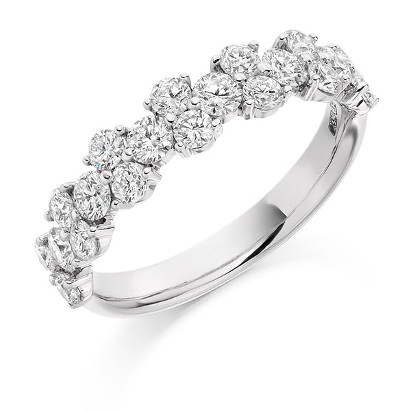 Ladies 18ct White Gold Half Set Round Brilliant 1.20ct Diamond 4.5mm Eternity Ring