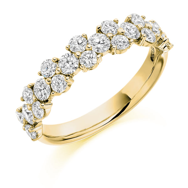 Ladies 9ct Yellow Gold Half Set Round Brilliant 1.20ct Diamond 4.5mm Eternity Ring