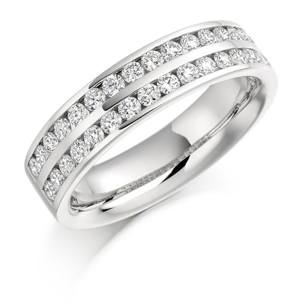 Ladies Platinum 950 Half Set Round Brilliant 0.75ct Diamond 5mm Eternity Ring