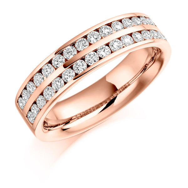 Ladies 9ct Rose Gold Half Set Round Brilliant 0.75ct Diamond 5mm Eternity Ring