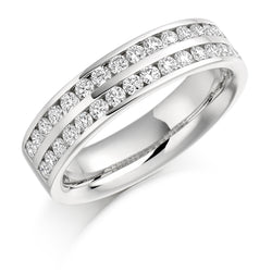 Ladies 18ct White Gold Half Set Round Brilliant 0.75ct Diamond 5mm Wedding Ring