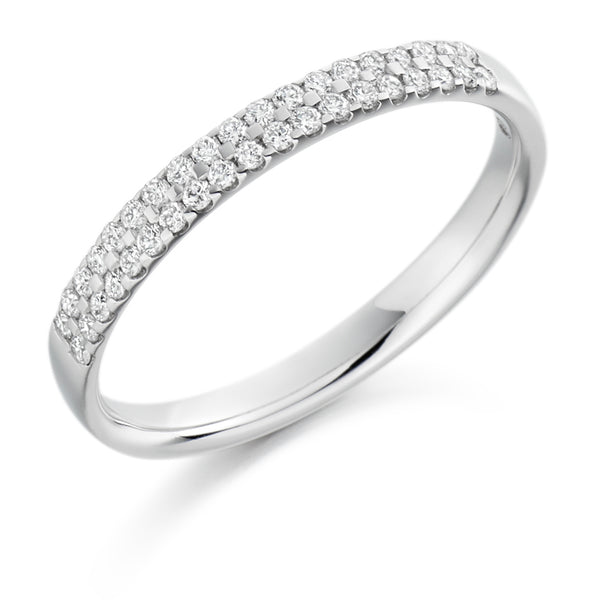 Ladies Platinum 950 Half Set Round Brilliant 0.25ct Diamond 2.5mm Wedding Ring