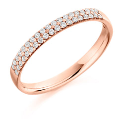 Ladies 9ct Rose Gold Half Set Round Brilliant 0.25ct Diamond 2.5mm Wedding Ring