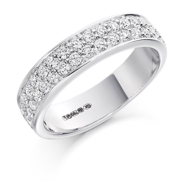 Ladies Platinum 950 Half Set Round Brilliant 0.75ct Diamond 5mm Eternity Ring