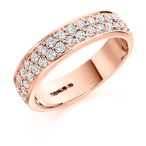 Ladies 9ct Rose Gold Half Set Round Brilliant 0.75ct Diamond 5mm Eternity Ring