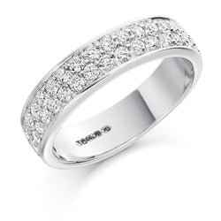 Ladies 9ct White Gold Half Set Round Brilliant 0.75ct Diamond 5mm Eternity Ring